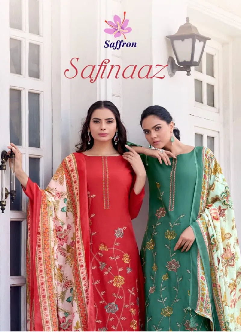 Safinaaz By Saffron Viscose Embroidery Salwar Kameez Surat Wholesale Market