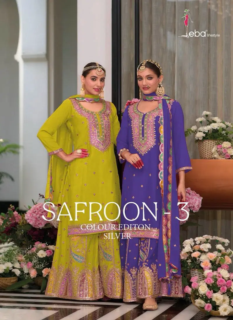 Safroon Vol 3 Color Edition Silver By Eba Chinon Readymade Suits Orders In India Catalog