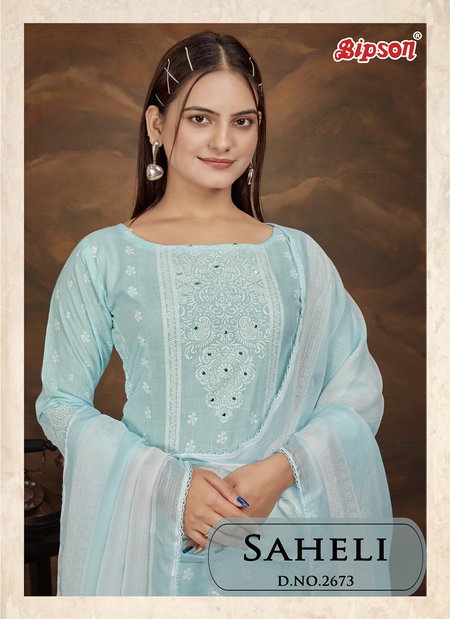 Saheli 2673 By Bipson Printed Mirror Work Cotton Dress Material Wholesale Shop In Surat