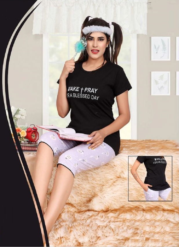 Saheli Barbie Premium Comfortable Night Wear Hosiery Cotton Printed Night Suit Collection
