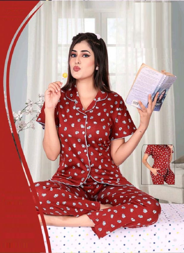 Saheli Sweety Premium Hosiery Cotton Night Wear Comfortable Printed Night Suits Collection
