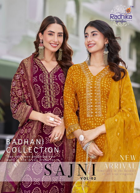 Sajni Vol 2 By Radhika Rayon Printed Surat Kurti With Bottom Dupatta Wholesale Market