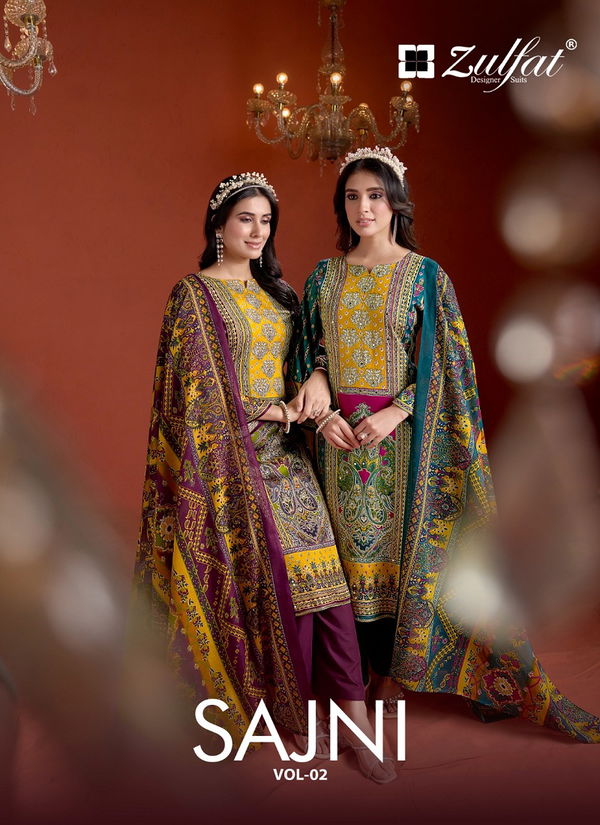 Sajni Vol 2 By Zulfat Cotton Mal Mal Print Dress Material Exporters In India