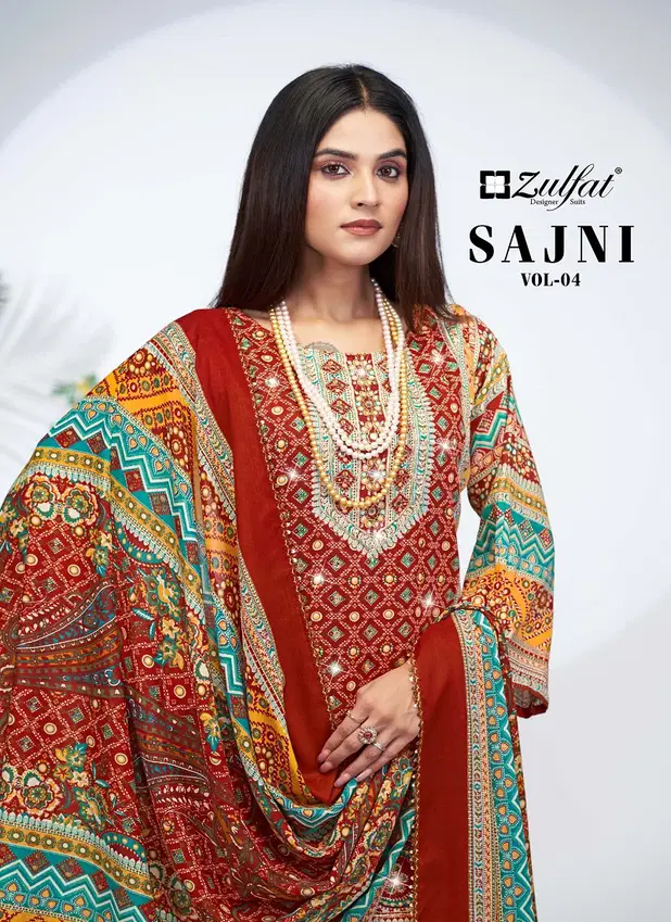 Sajni Vol 4 By Zulfat Pure Jam Cotton Printed Dress Material Suppliers In India