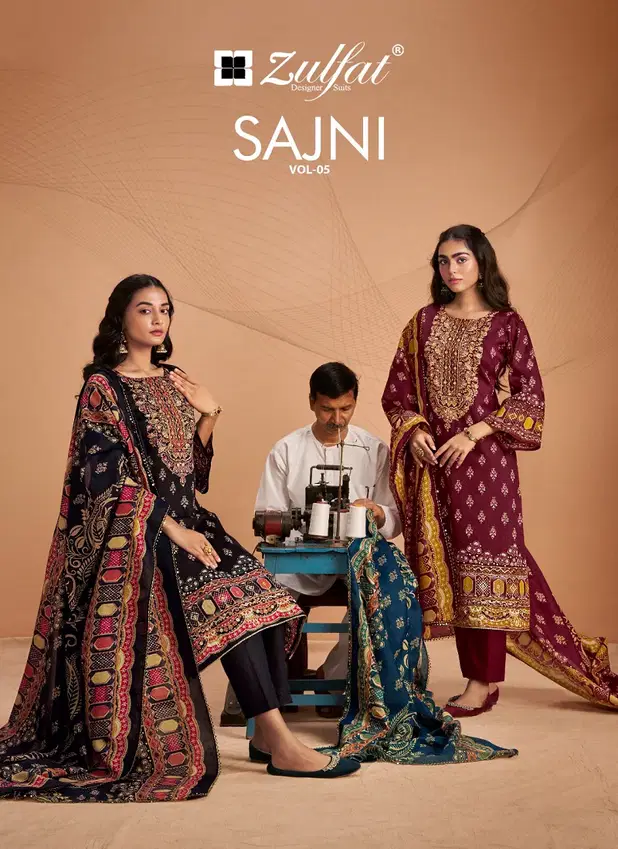 Sajni Vol 5 By Zulfat Jam Cotton Printed Dress Material Wholesalers In Delhi