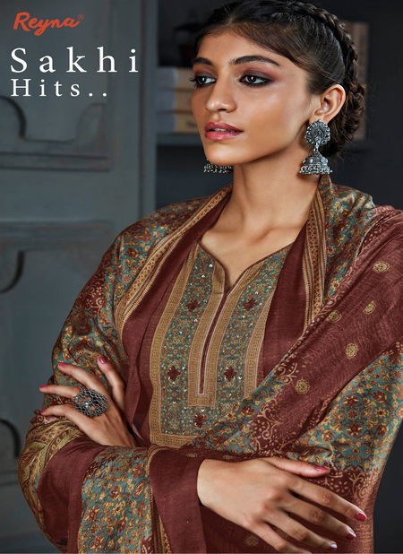 Sakhi Hits By Reyna Pashmina Printed Dress Material Online Wholesale Catalog