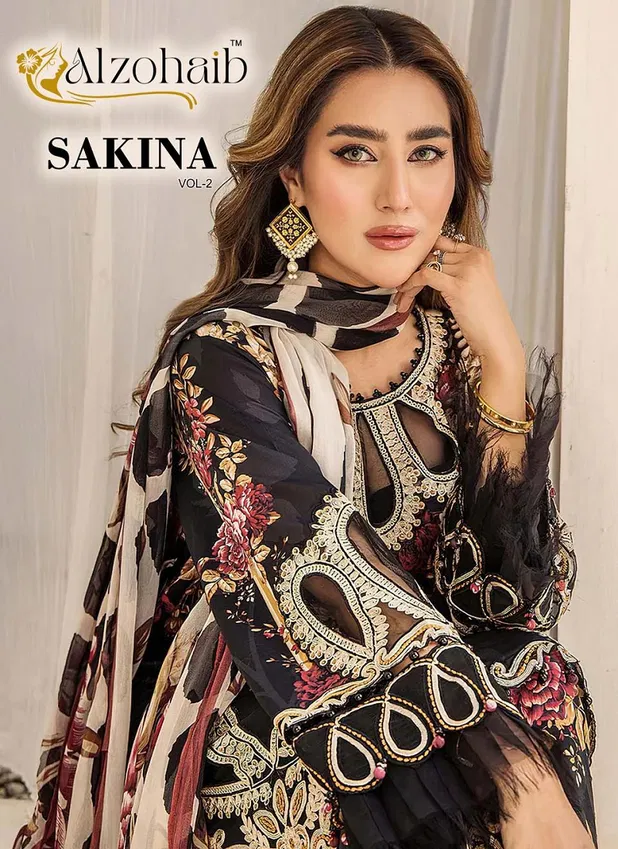 Sakina Vol 2 by Alzohaib Cotton Dupatta Pakistani Salwar Suits Wholesale Online