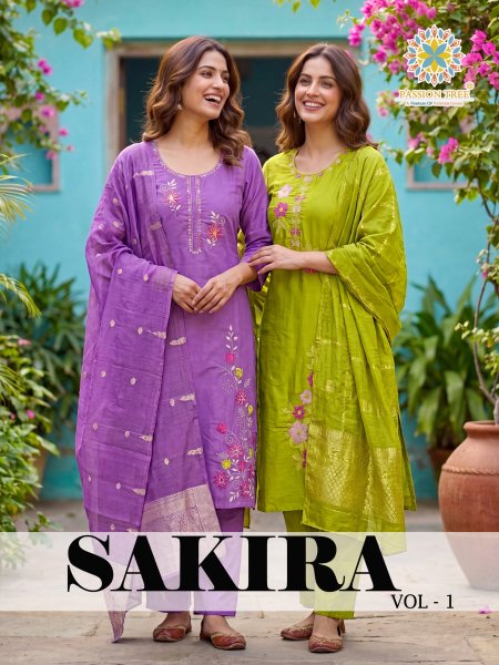 Sakira Vol 1 By Passion Tree Roman Silk Kurti With Bottom Dupatta