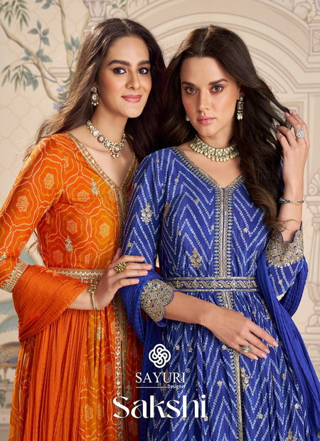 Sakshi By Sayuri Chinon Silk Embroidery Readymade Suits Wholesale Price In Surat