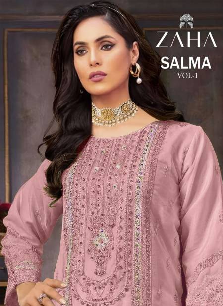 Salma Vol 1 By Zaha Heavy Embroidery Organza Pakistani Suits Wholesale Shop In Surat Catalog