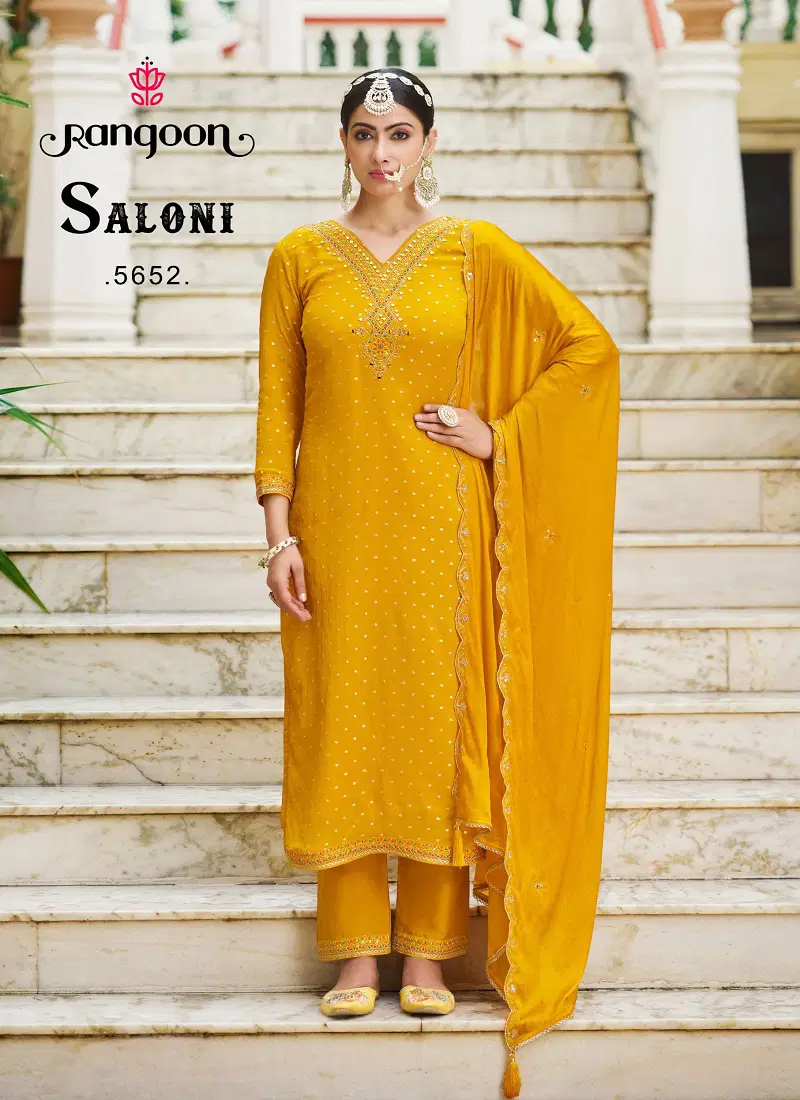 Saloni By Rangoon Chinon Kurti With Bottom Dupatta Suppliers In India Catalog