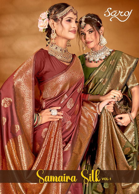 Samaira Silk Vol 1 By Saroj Silk Wedding Wear Saree Wholesale Shop In Surat
