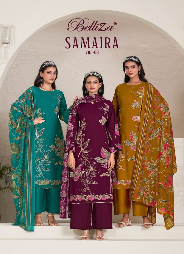 Samaira Vol 3 By Belliza Viscose Digital Printed Dress Material Wholesale Online