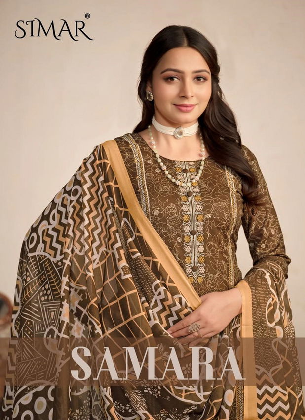 Samara By Simar Glossy Embroidery Lawn Cotton Dress Material Wholesale Shop In Surat