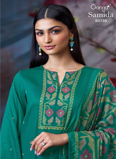 Samida 3735 By Ganga Cotton Satin Wholesale Designer Salwar Suit In India
