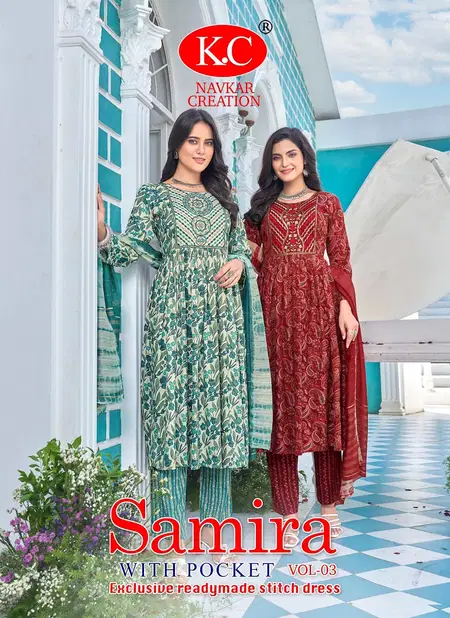 Samira 3 By Kc Capsul Foil Printed Kurti With Bottom Dupatta Wholesale Price In Surat
 Catalog