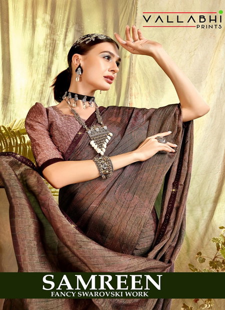 Samreen By Vallabhi Printed Designer Brasso Sarees Wholesale Shop In Surat