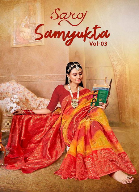 Samyukta Vol 3 By Saroj Designer Soft Cotton Silk Sarees Wholesale Market In Surat
