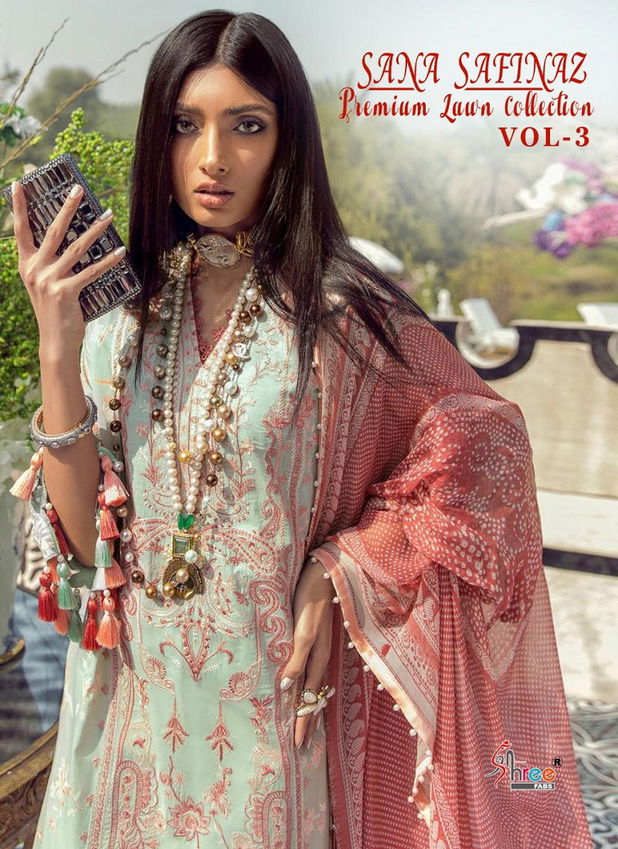 SANA SAFINAZ PREMIUM  LAWN COLLECTION VOL-03 Latest Fancy Designer Pure Lawn Cotton With Embroidery Work Pakistani Salwar Suit Collection