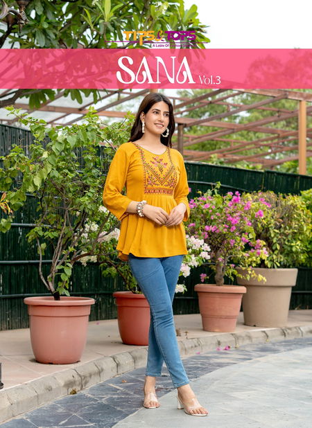 Sana Vol 3 By Tips Tops Rayon Short Ladies Top Wholesale Shop in Surat
 Catalog