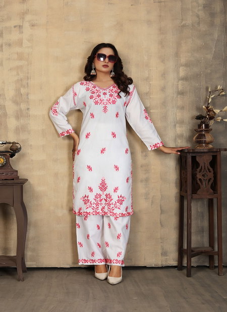 Sanaya 1 By Rasili Nx Rayon Chikankari Embroidery Kurti With Bottom Wholesale Online