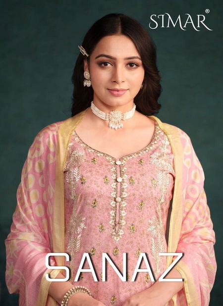 Sanaz Glossy By Simar Digital Printed Embroidery Cotton Dress Material Wholesale Market In Surat
 Catalog