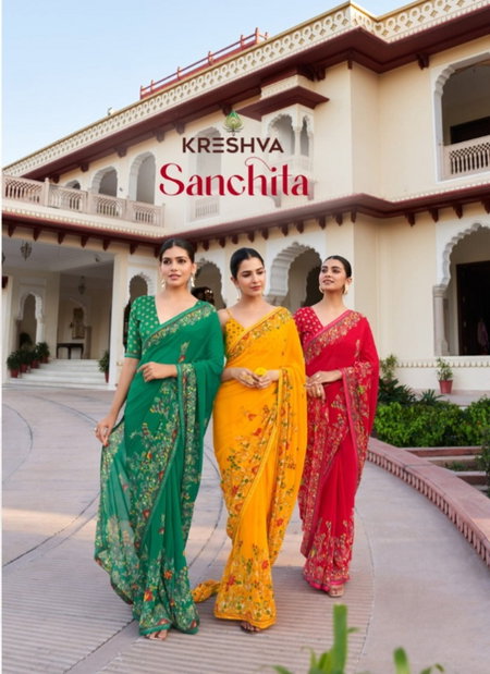 Sanchita By Kreshva Georgette Printed Daily Wear Saree Exporters In India