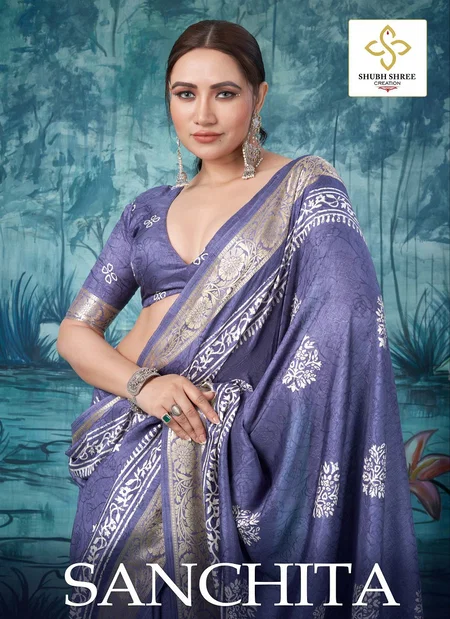 Sanchita By Shubh Shree Velvet Tusser Silk Fancy Saree Wholesale Online