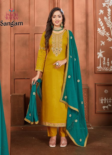 Sangam By Panch Ratna Embroidery Jam Silk Salwar Kameez Wholesale Shop In Surat Catalog