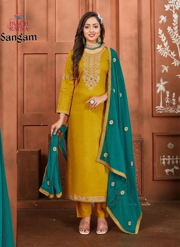 Sangam By Panch Ratna Embroidery Jam Silk Salwar Kameez Wholesale Shop In Surat