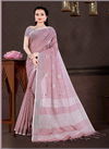 Sangam Swara New Fancy Wear Designer Linen Embroidery Work Saree Collection