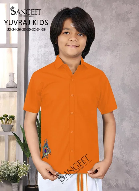 Sangeet Kutty Raja Slub Cotton Kids Wear Shirt With Vesti Wholesalers In Surat