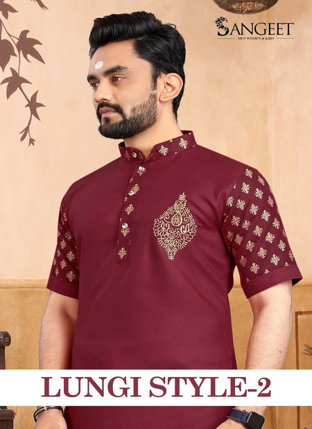 Sangeet Lungi Style 2 Slub Cotton Gold Printed Surat Mens Shirts Wholesale Market