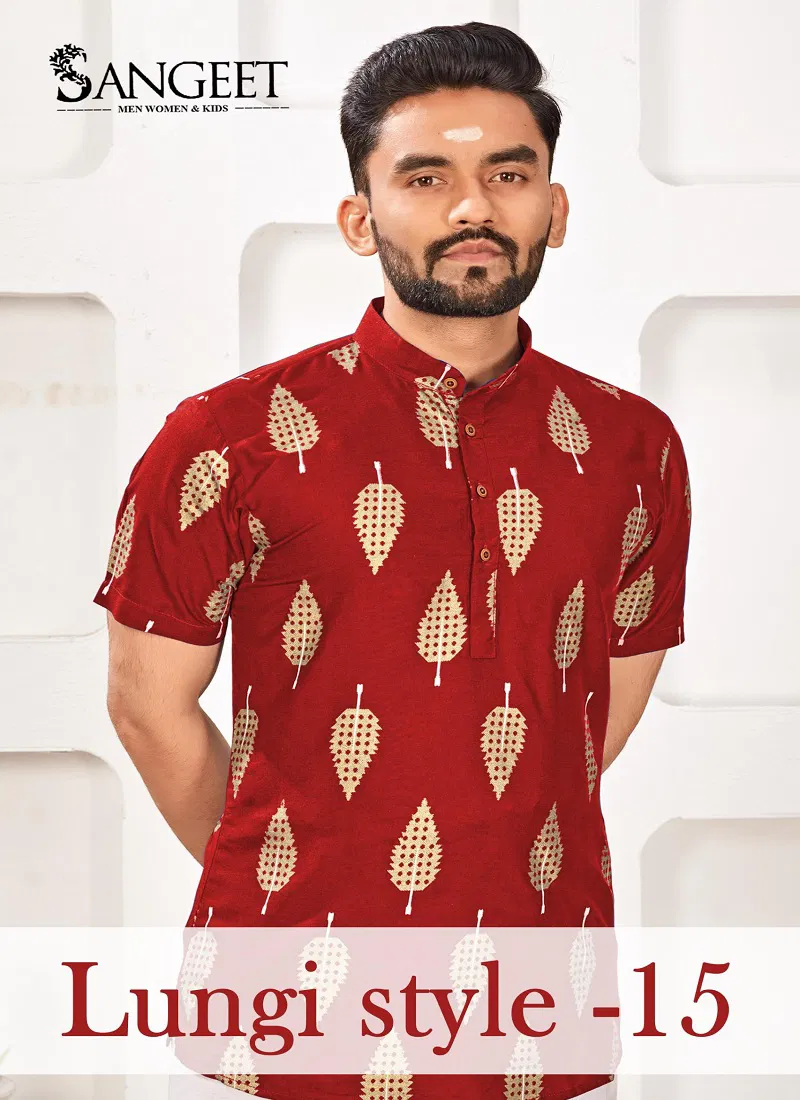 Sangeet Lungi Style Vol 15 Rayon Gold Printed Mens Shirts Orders In India