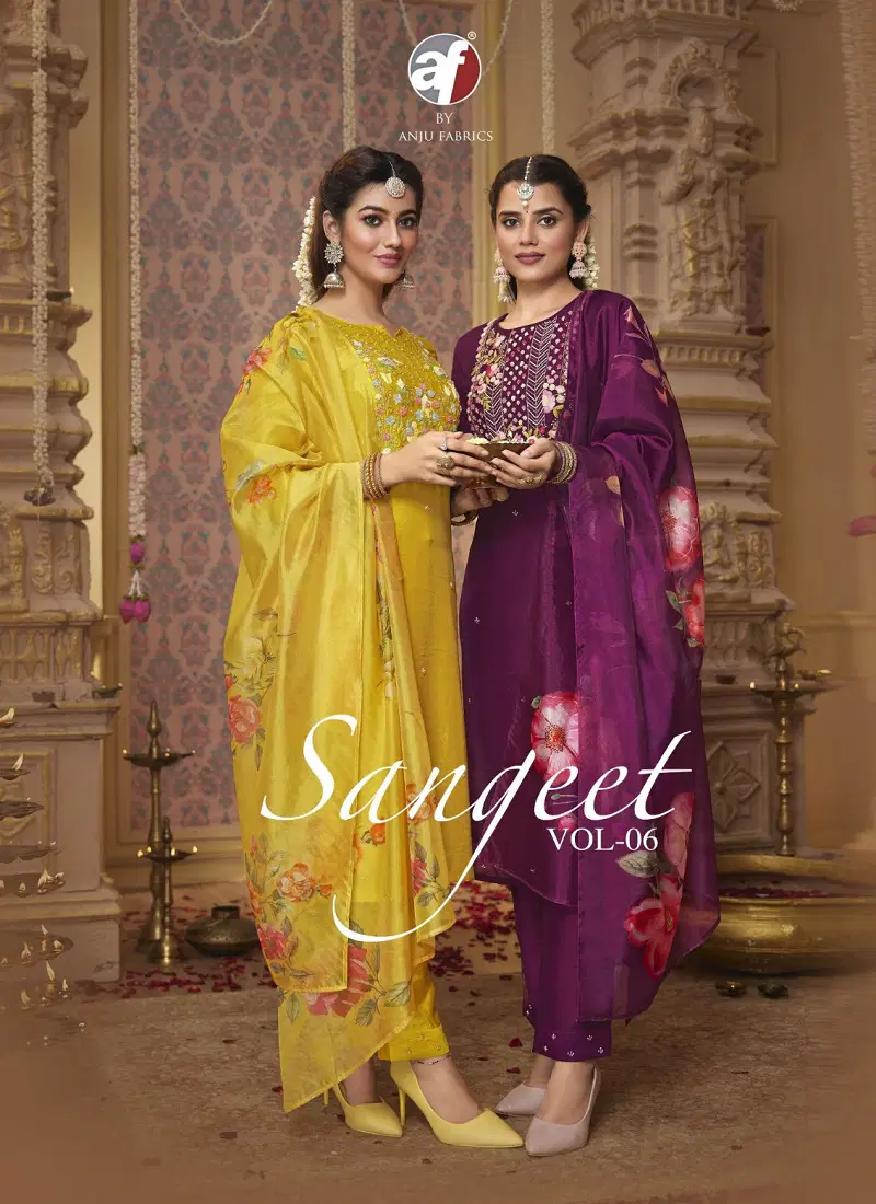 Sangeet Vol 6 By Af Viscose Designer Kurti With Bottom Dupatta Orders In India Catalog