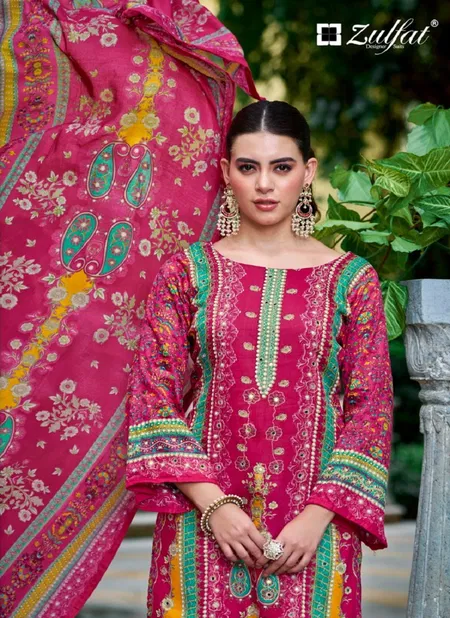 Sanjeeda By Zulfat Jam Cotton Printed Dress Material Wholesale Price In Surat
 Catalog