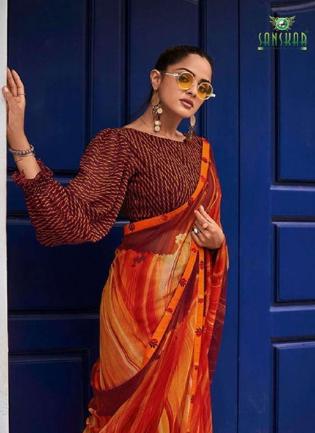 Sanskar Chitrakala Party Wear Georgette Printed Sarees Collction
 Catalog