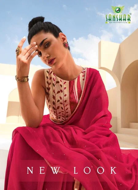 New Look 10001-10008 By Sanskar Hand Work Fancy Saree Wholesale Clothing Distributors In India