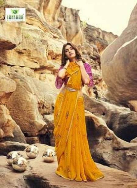 Sanskar Once more Latest Fancy Casual Wear Pure Georgette Printed Sarees Collection Catalog