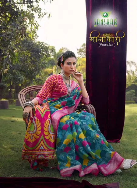 Meenakari By Sanskar Fancy Cotton Sarees Wholesale In India