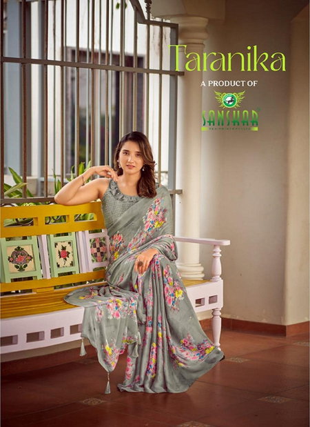 Taranika By Sanskar Tex Prints Sartin Chiffon Casual Saree Wholesale Suppliers In Mumbai