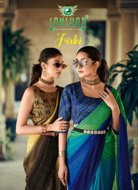 Firki By Sanskar Chiffon Weaving Pattern Trendy Design Saree Wholesale In India