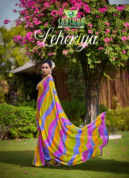 Leheriya By Sanskar Bright Fancy Sirowski Saree Wholesale Exporters In India
