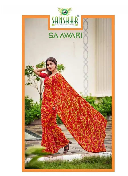 Saawari By Sanskar Weightless Sirowski Work Saree Wholesale Market In Surat