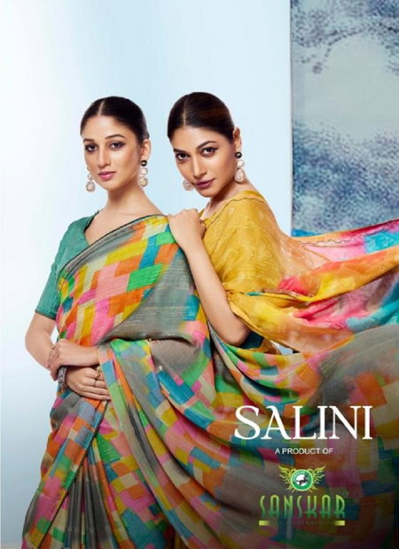 Salini By Sanskar Tex Prints Chiffon Viscose Saree Wholesale Clothing Distributors In India