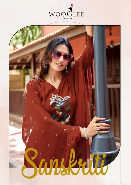 Sanskriti By Wooglee Heavy Rayon Kurti With Bottom Dupatta
