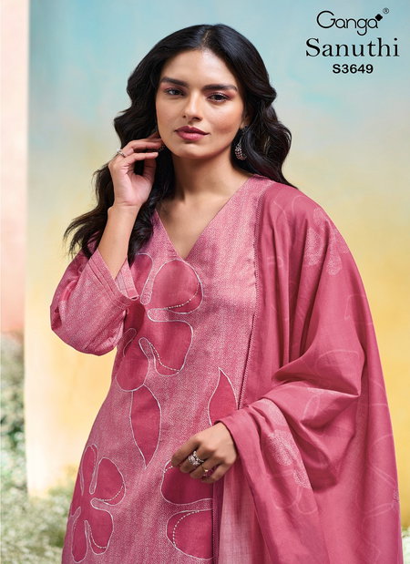Sanuthi 3649 By Ganga Cotton Printed Embroidery Salwar Suit Wholesale Online