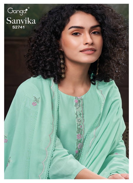 Sanvika 2741 By Ganga Hand Embroidery Work Dress Material Wholesalers In Delhi