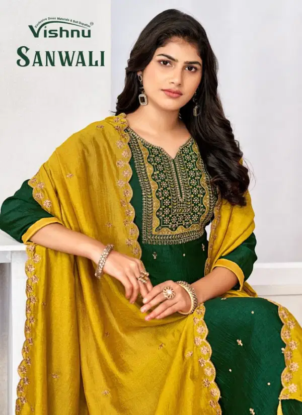 Sanwali By Vishnu Vichitra Silk Designer Dress Material Wholesale In India