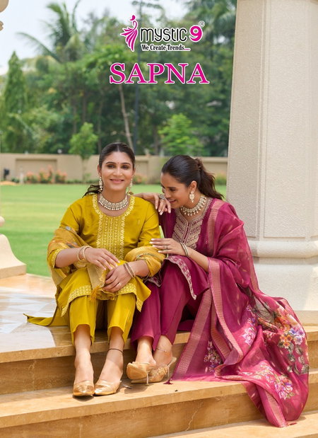 Sapna Vol 2 by Mystic 9 Vertican Roman Silk Online Kurti With Bottom Dupatta Wholesale